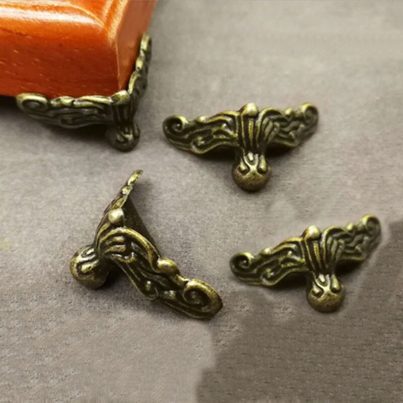 4Pcs Wood Case Decorative Feet Legs Corner Protector Golden Jewelry Box Feet Brackets Alloy Furniture Bottom Support Foot: antique brass