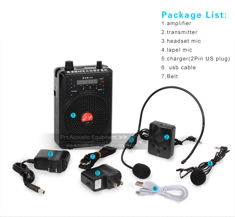 Draagbare Megafoon Voice Versterker Luidspreker Met MP3 Usb Fm Draadloze Microfoon Headset Mic Leraar Sales Gidsen