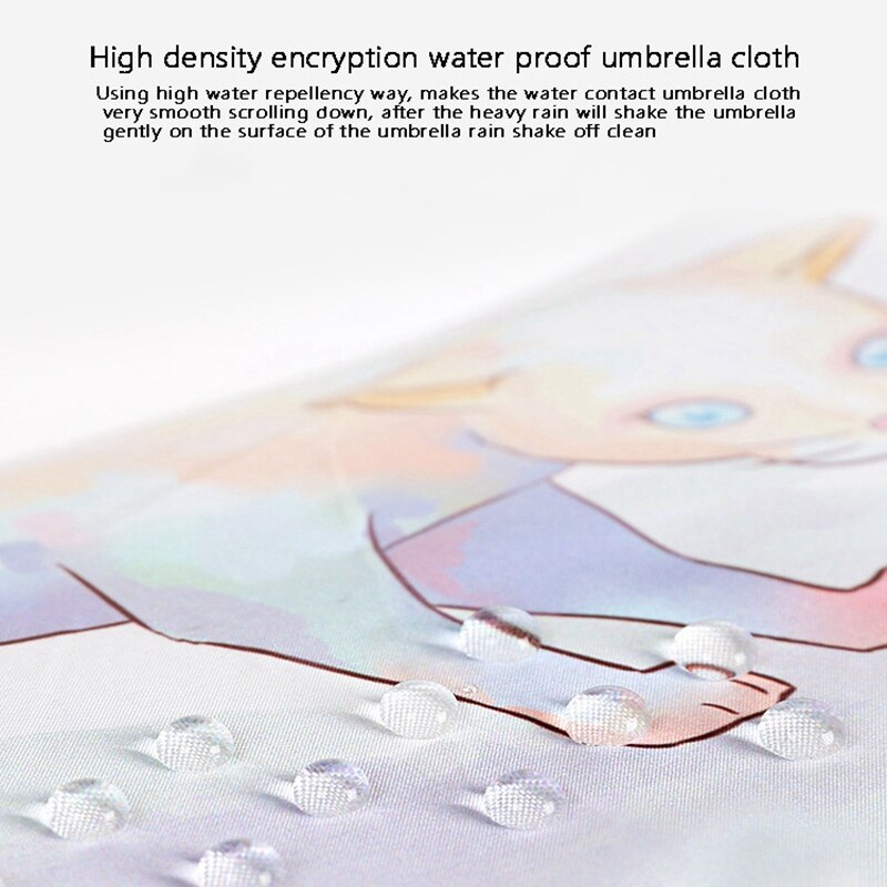 Sun Umbrella Rain Three Folding Umbrella Lovely Cat Female Parasol Four Seasons Cat Illustration Umbrella