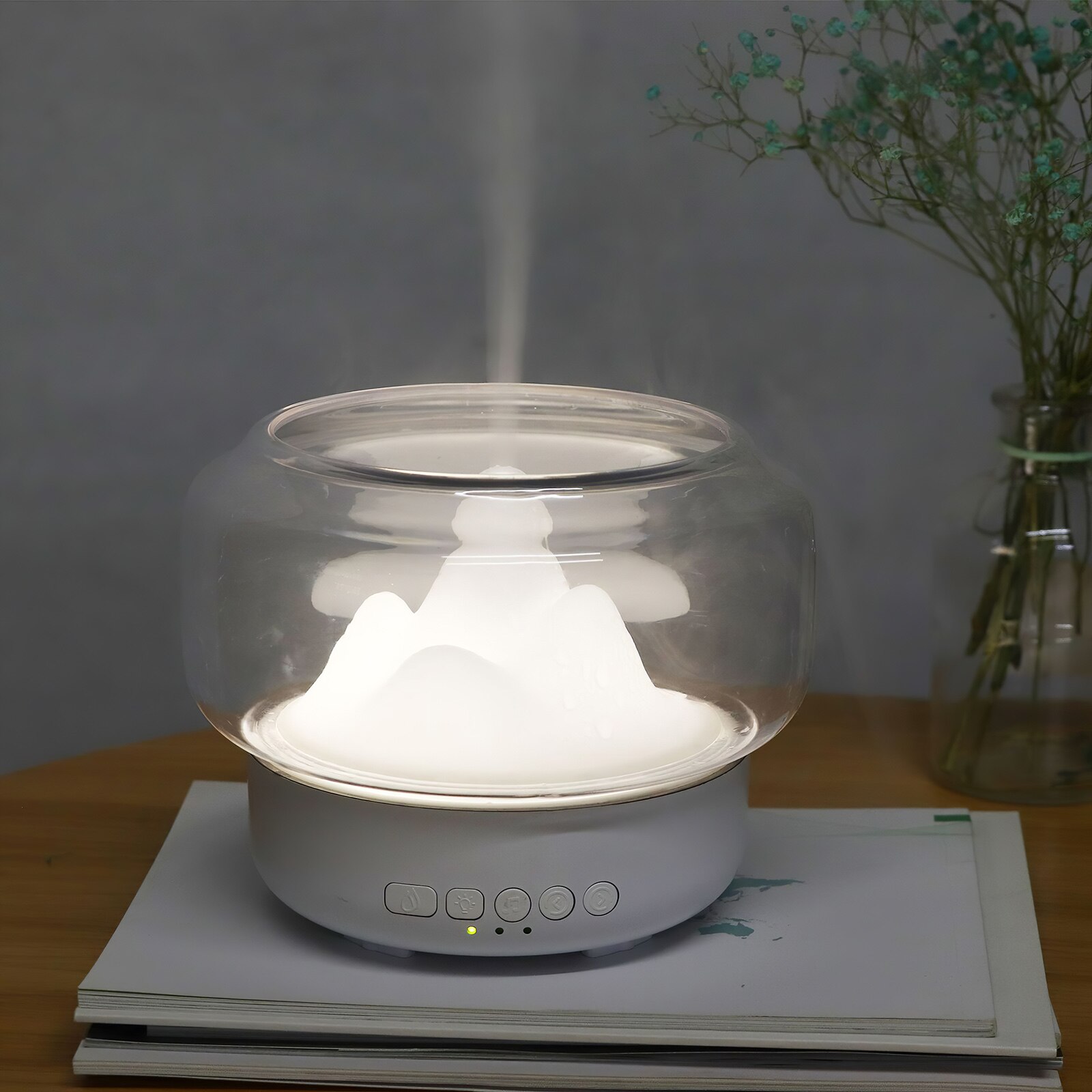 Landscape Humidifier 350ml Essential Oil Aroma Diffuser Mountain View Ultrasonic Humidifier Bluetooth With Warm Color Light