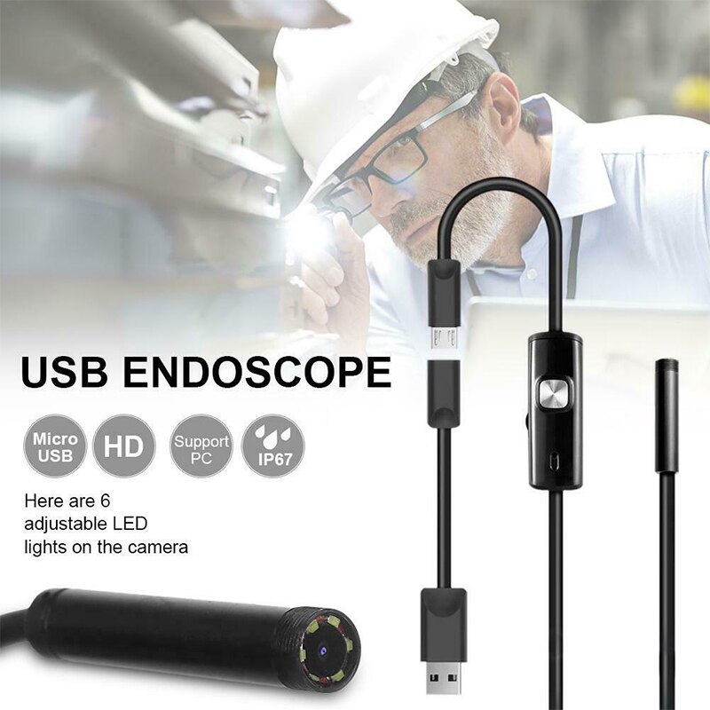 720P USB Android Endoscope 8/7/5.5mm Lens Soft Cable Camera Inspection Endoscope Led Light Borescope Camera For Android Phone PC