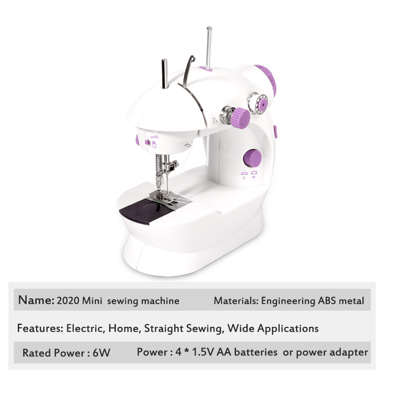 Mini Portable Sewing Machine 2-Speed Double Thread Electric Household Multifunction Sewing Machin with Light Cutter Foot Pedal