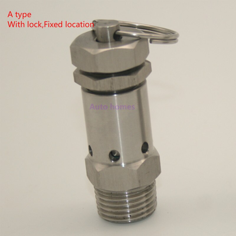 Säkerhetsventil i rostfritt stål  ss304 1 bar /2 bar hangänga 1/4 1/2 tum bsp justerbar fjädersäkerhetsventil