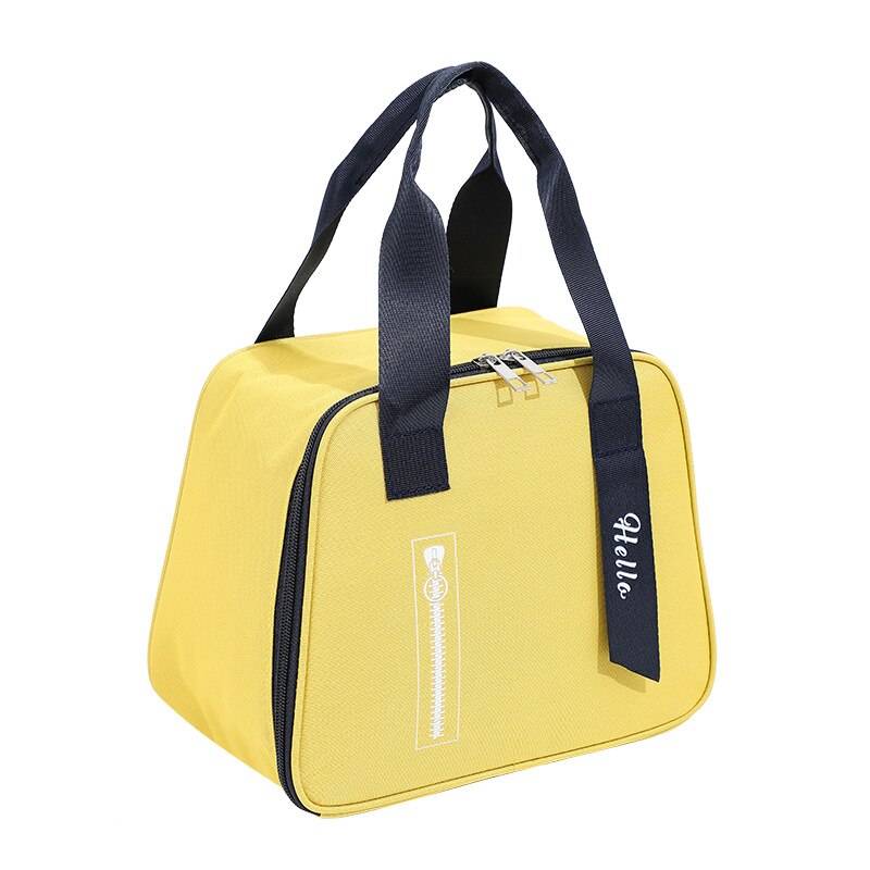 Large Capacity Fresh Cooler Bags Waterproof Oxford Portable Geometry Thermal Lunch Bag For Women Lunch Box Tote Picnic Food Bags: yellow