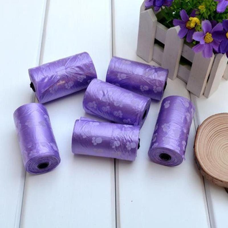 1 Roll 15 Pcs Pet Supply Printing Kat Hond Kak Tassen Outdoor Schoon Refill Willekeurige Hond Zak Kleur Huisdier Vuilnis p4G3