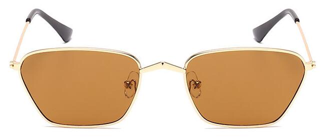 Classic Small Frame Cat Eye Sunglasses Women/Men Brand Alloy Mirror Sun Glasses Vintage Modis Oculos: gold tea