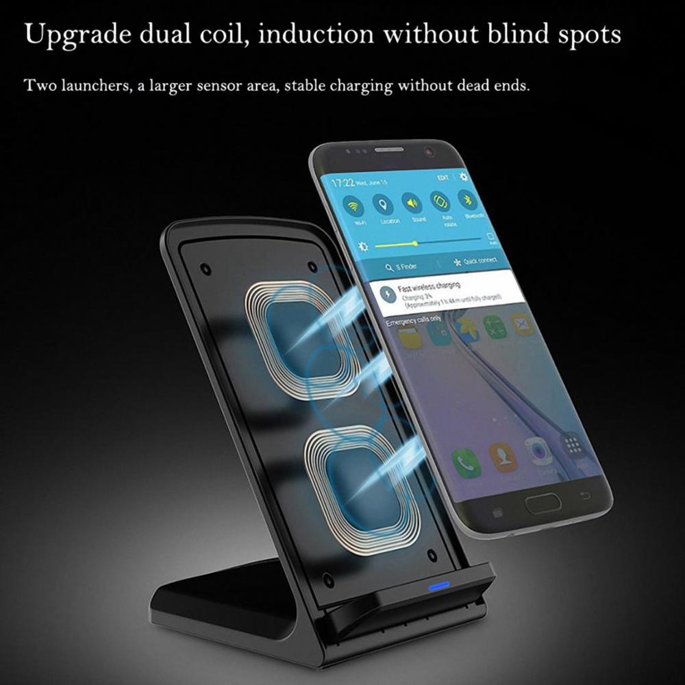 Qi draadloze oplader snel opladen voor iphone 11 8 x xr, xs max, samsung galaxy  s8 s9 s10  s10e note 9 10 standaardhouder