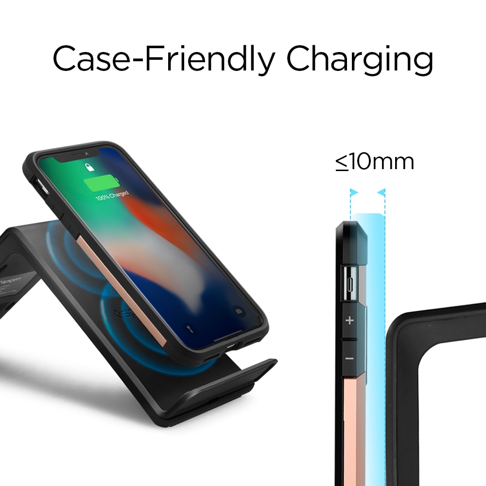 Spigen Essentielle F303W Chargeur Rapide Sans Fil Certifié Qi 10W Chargeur pour iPhone 11 Pro Max/Xs MAX/XR/X/8 Plus et Appareils Qi