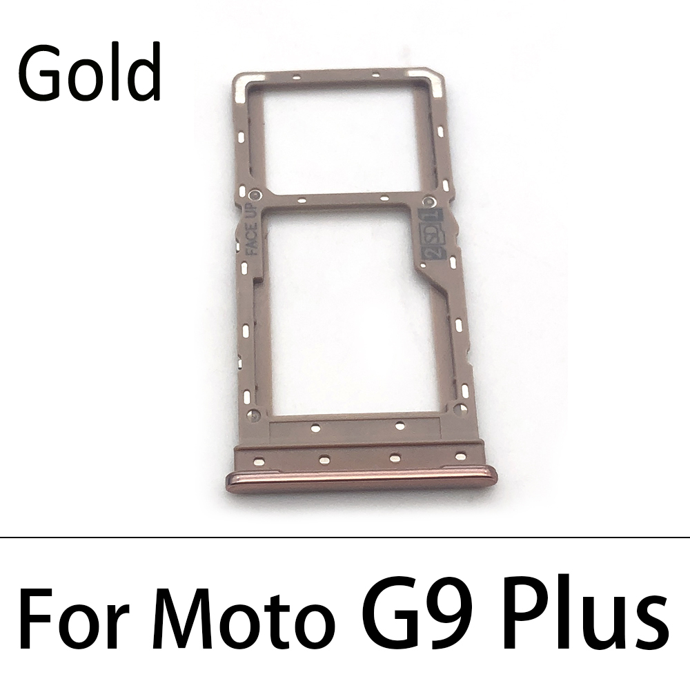 Mobile Phone SiM Tray For Motorola Moto G7 G8 G9 Play Plus Power SIM Card Slot SD Card Tray Holder Adapter: G9 Plus Gold