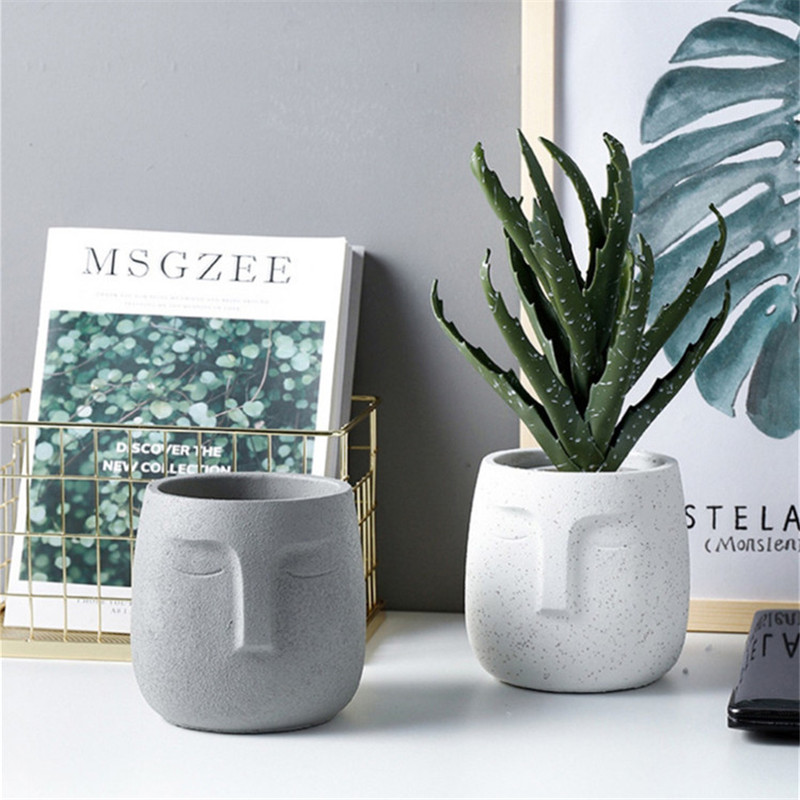 5.5 inch Human Face Flowerpot Portrait Facial Flower Planter Matt Ceramic Vase Garden Planter Pot Home Decor Craft A1583