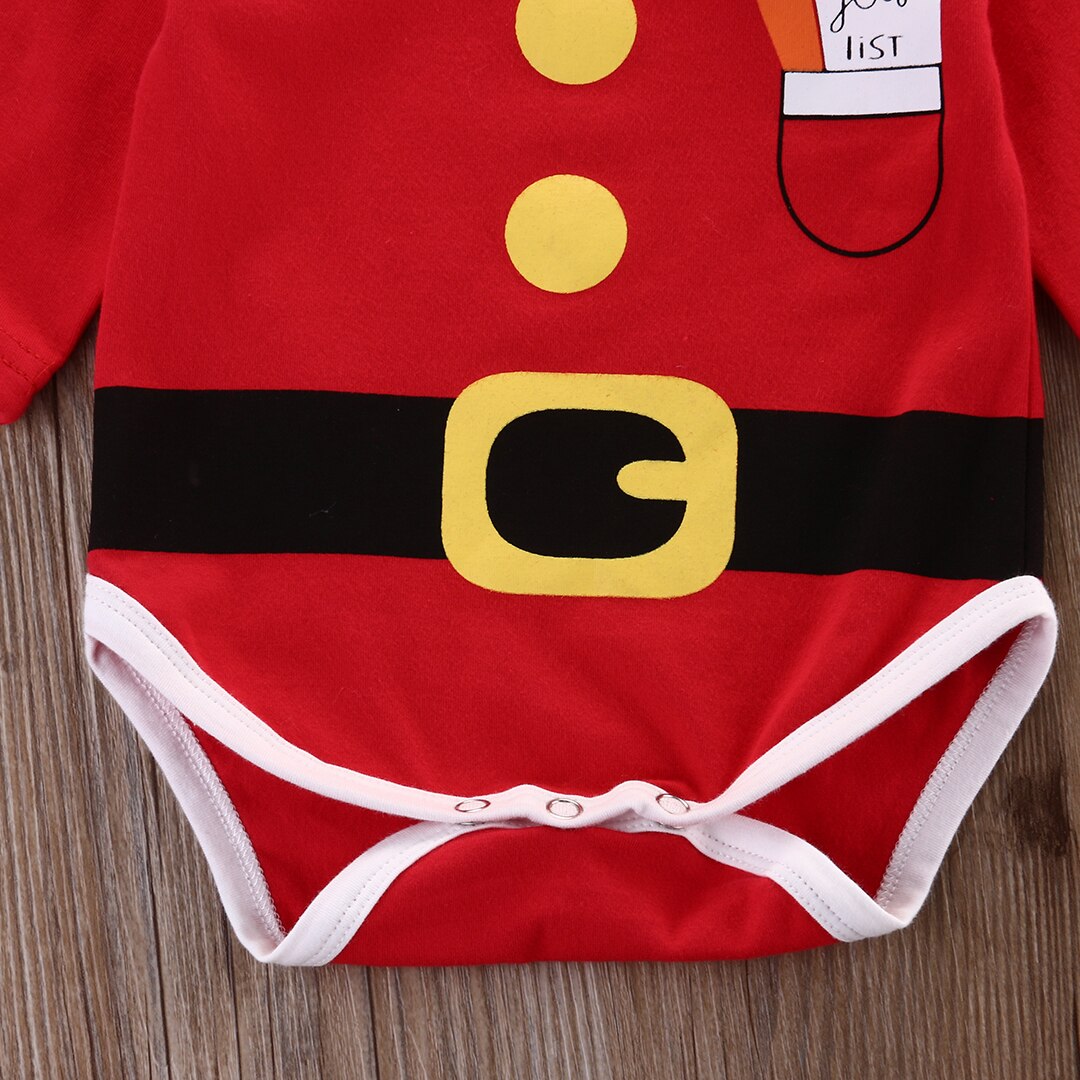 Citgeett Emmababy Infant Neugeborenen Baby Junge Mädchen Rot Bodysuit Santa Langen Ärmeln Overall Weihnachten Kleidung Weihnachten Herbst Set ZX