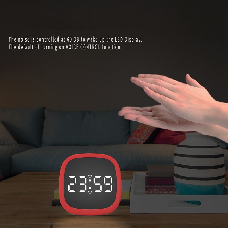 Alarm Clock Silicone Press Console Clock Dimmable Calendar Voice Control Kids