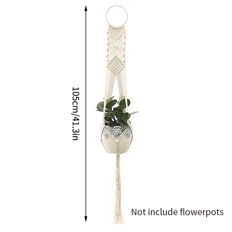 Makramee-Pflanze zum Aufhängen, Blumentopf, zum Aufhängen, Pflanzgefäß, Hängekörbe, handgefertigter Pflanzenhalter, Netz-Aufhänger für Wanddekoration: Armee Grün