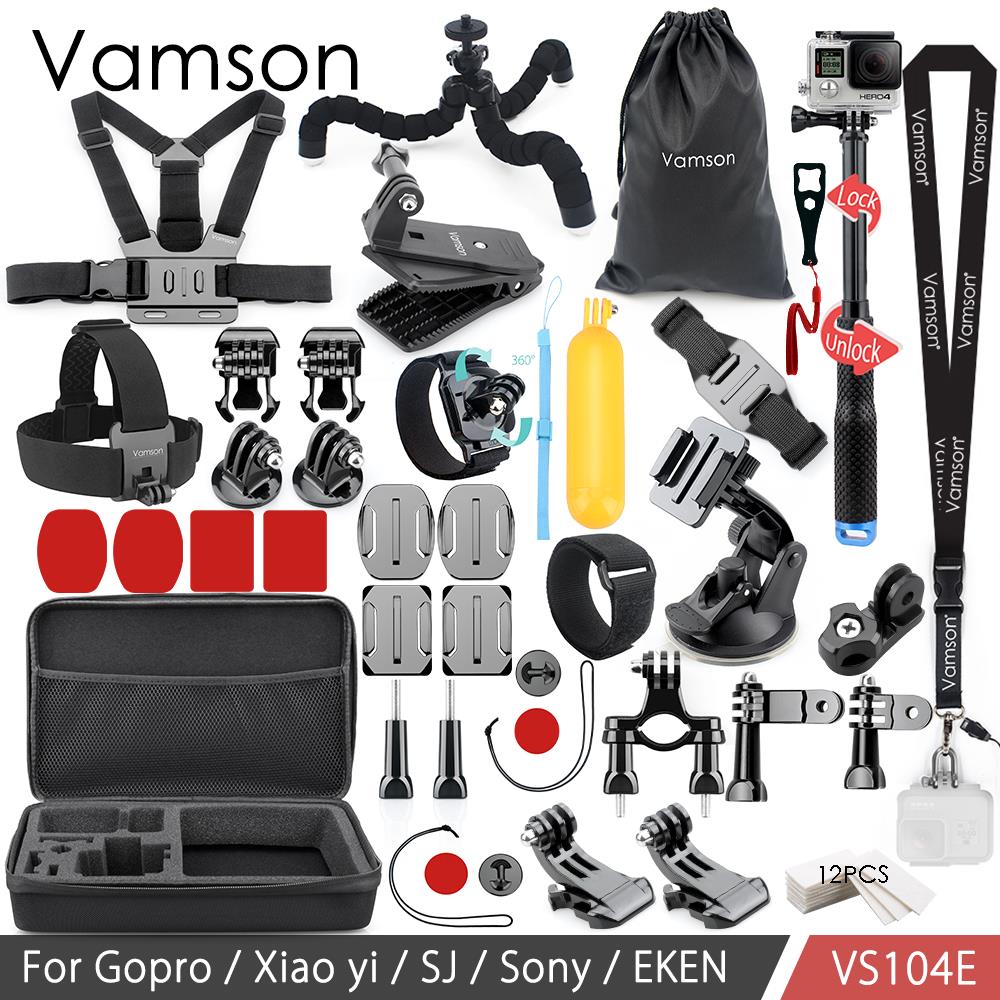 Vamson Voor Gopro Accessoires Set Voor Eken H9R Voor Gopro Hero 10 9 8 7 6 5 Mount Selfie Stok statief Voor Yi 4K Voor Mijia Kit: VS104E