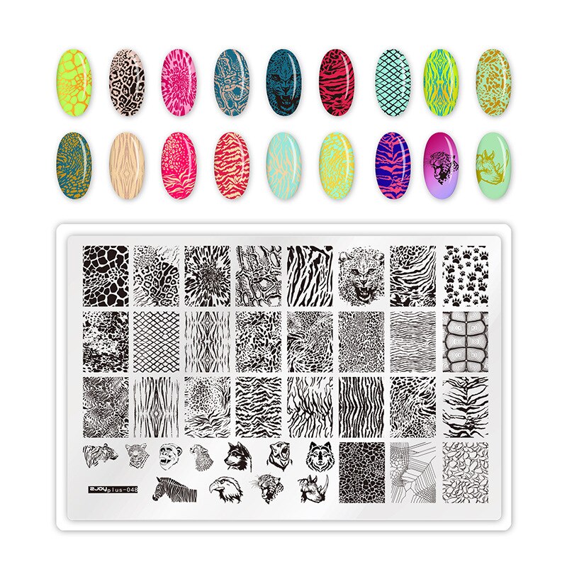 ANGNYA Square Dandelion Nail Stamping Plates Animal Patterns Stainless Steel Nail Art Stencil Tools Stamp Plate 9.5*14.5: ZJOYPLUS 48