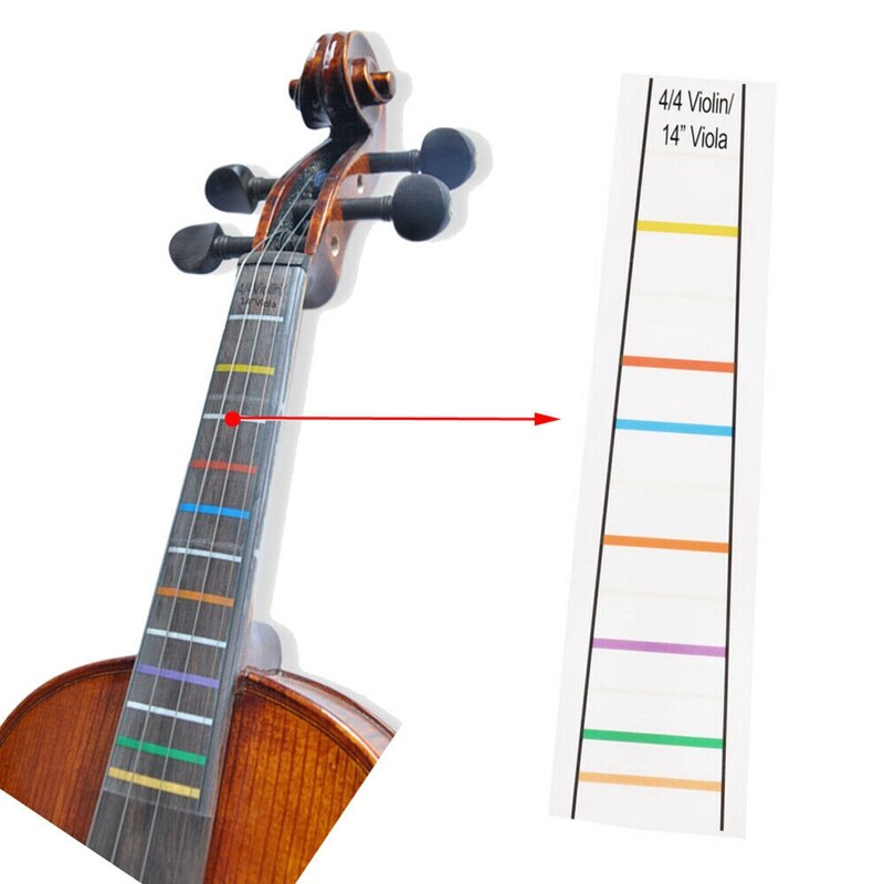 4/4 Violin Fretboard Sticker Fingerboard Marker Fiddle Learn Note Chart Tape 2Pcs