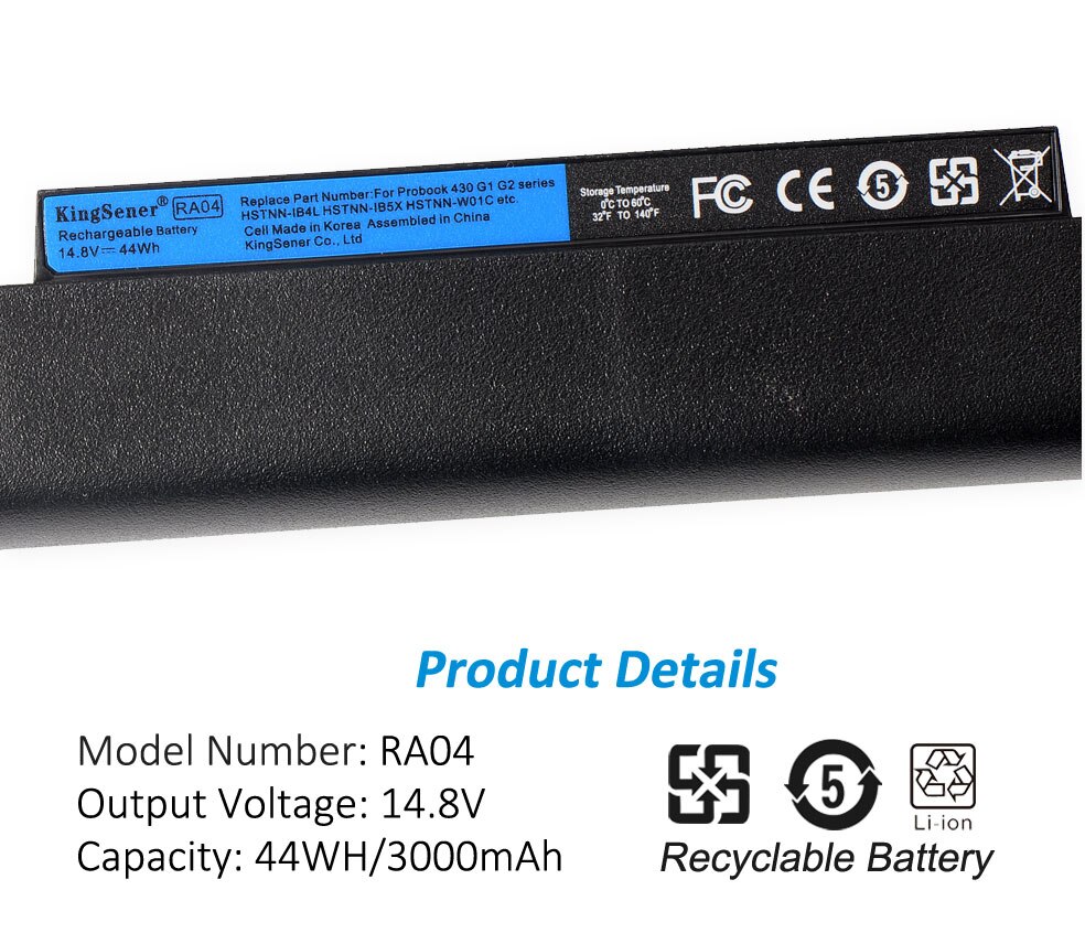 KingSener RA04 RA04XL Laptop Battery for Hp Probook 430 G1 G2 HSTNN-C84C HSTNN-IB4L HSTNN-IB5X H6L28ET H6L28AA HSTNN-W01C