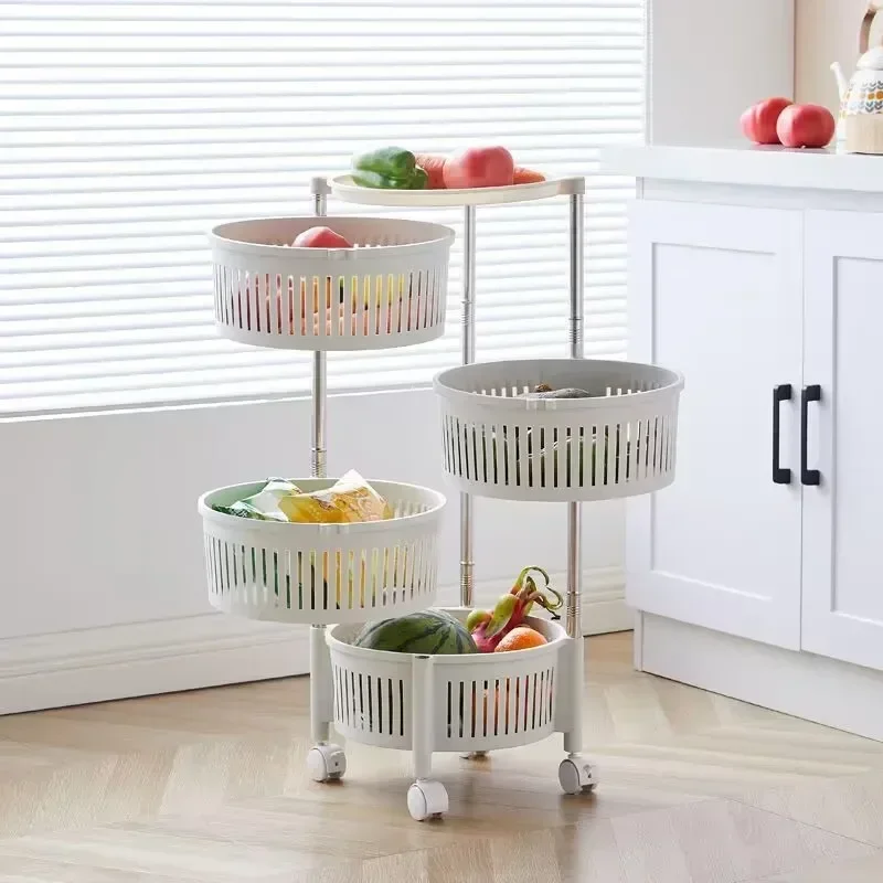 Kitchen Rotating Rack Floor-to-ceiling Household Multi-functional Vegetable and Fruit Corner Rack Multi-layer Vegetable Basket