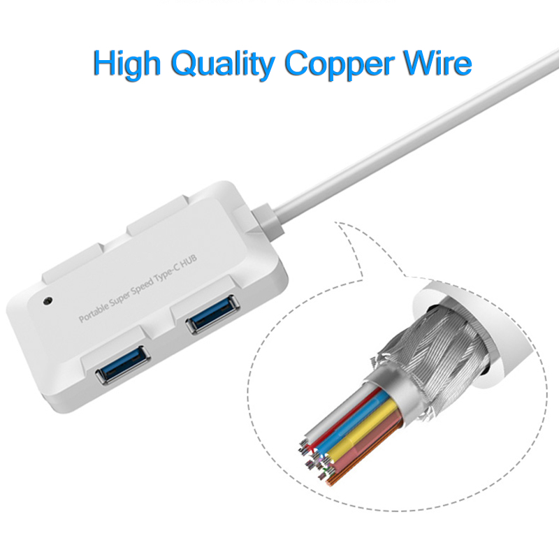 4 Ports USB3.0 Hub 5Gbps Super Speed Hab 750mm Cable Portable Black White Micro-USB Power Supply Splitter For Multi USB Devices