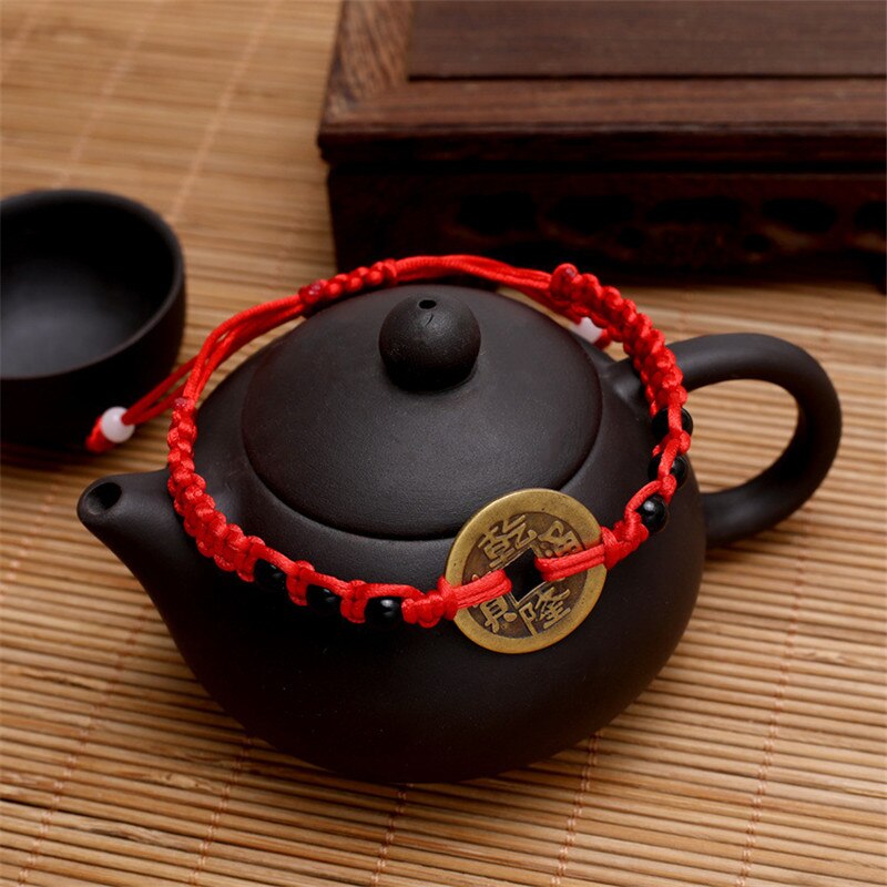 Feng Shui I Ching Ancient Coin Kabbalah Red String Attract Luck Wealth Bracelets: 2