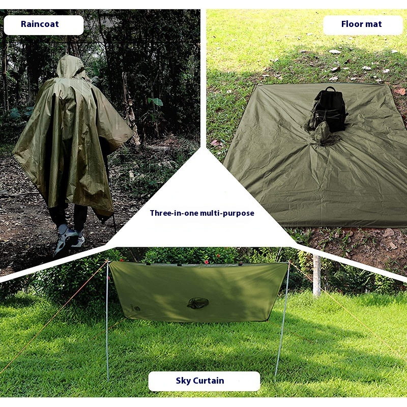 3-in-1 cape regenjas, essentiële waterdichte, draagbare en lichtgewicht poncho uit één stuk voor wandelen, fietsen en bergbeklimmen