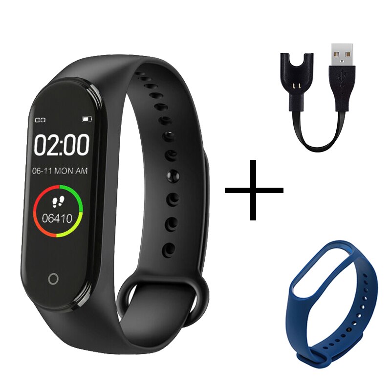 Sport Clever Armbinde Uhr Anruf Vibration Alarm Nachricht drücken Blutdruck Monitor Fitness Tracker Tragbare Digitale Armbanduhr: schwarz dunkel blau