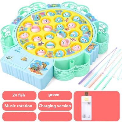 Kids Fishing Toys Electric Rotating Fishing Play Game Musical Fish Plate Set Magnetic Outdoor Sports Toys for Children: 8