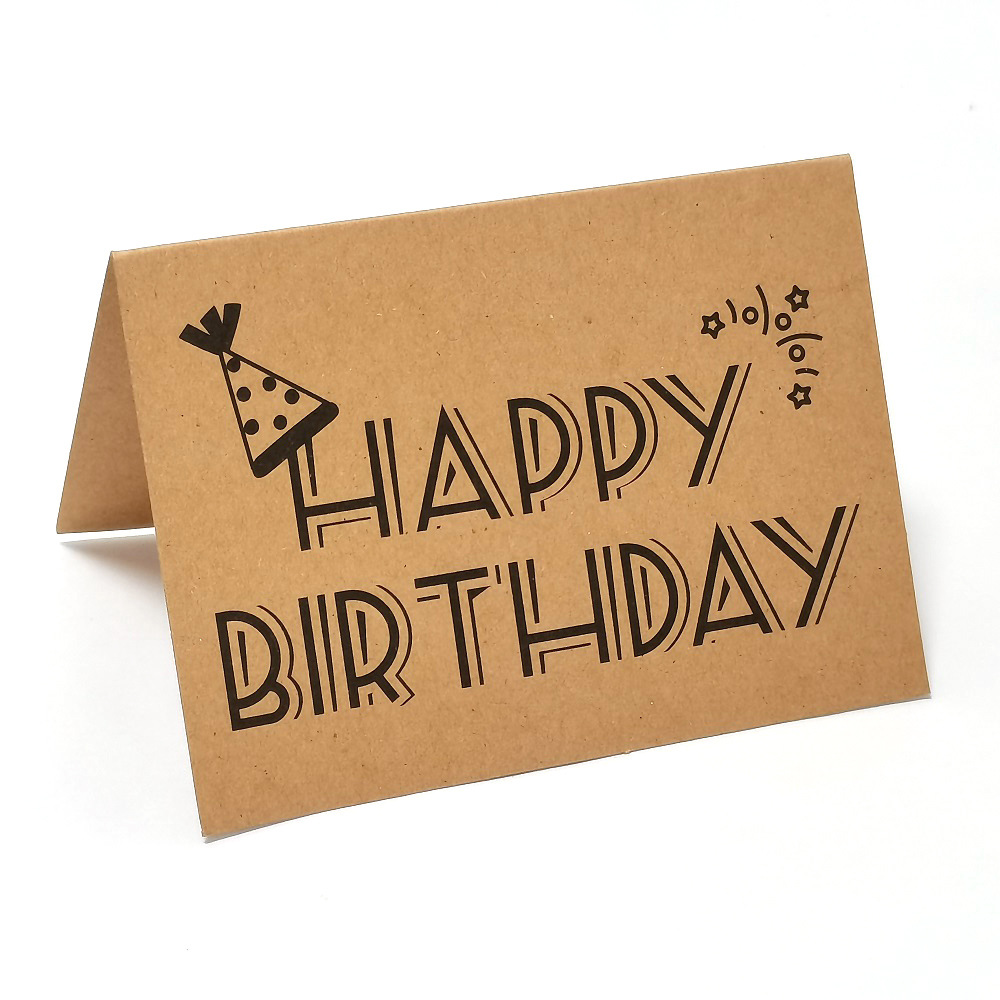 5-10pcs Kraft paper Happy Birthday Card for Note Cards Invitations Blank Inside Mini Greeting Cards Thank You Cards: QY1321 / 10pcs