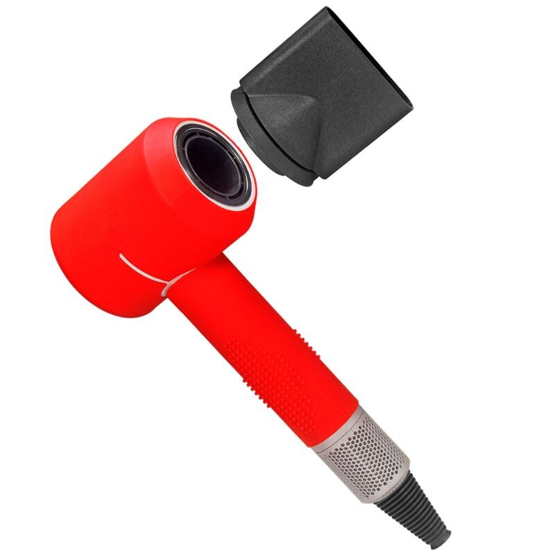 Silicone anti-risco corpo cabeça capa protetora caso pele para dyson secador de cabelo qx2b: Vermelho