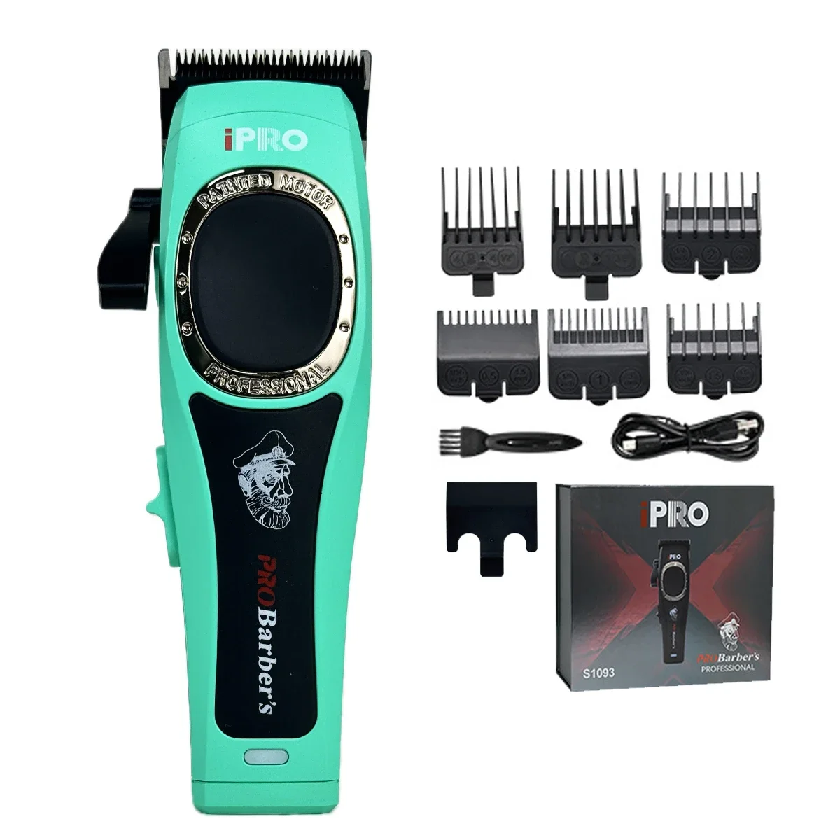 Professionele mannen Tondeuse 7500 RPM Gradiënt Barbershop Tondeuse DLC FADE Blade 2600 mAh Salon Gereedschap S1093: Blauw