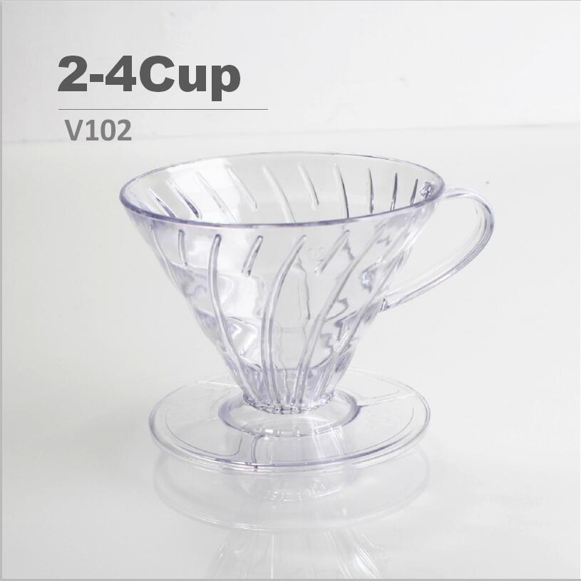 V60 Hand Drip Coffee Filter Resin Pour Over Coffee Dripper Paper Cone Drip Filters Barista Coffee Brewing Clever Dripper 101/102: 2-4 Cup Type C2
