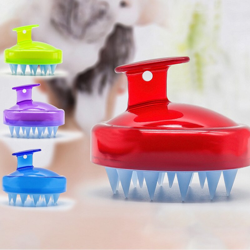 1 pièces Silicone cuir chevelu brosse de Massage couleur unie portable shampooing Massage peigne brosse multifonctionnel salle de bain accessoires