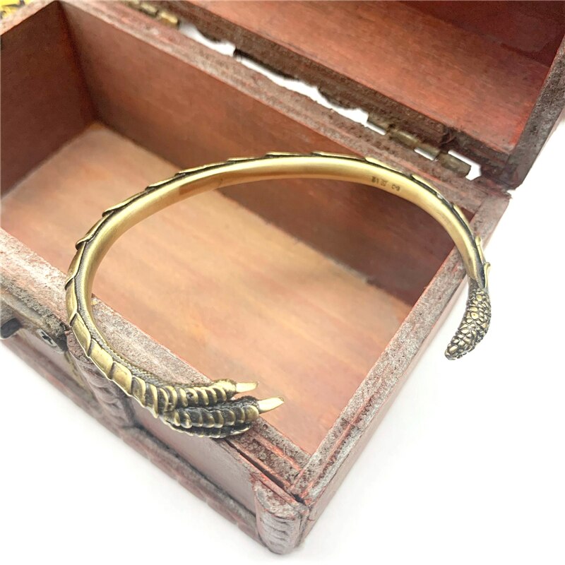 Eagle Claw Bangle Pure Brass Antique Craft Retro Copper Cuff Bracelet for Women Wristband Jewelry Trendy Men Bangles