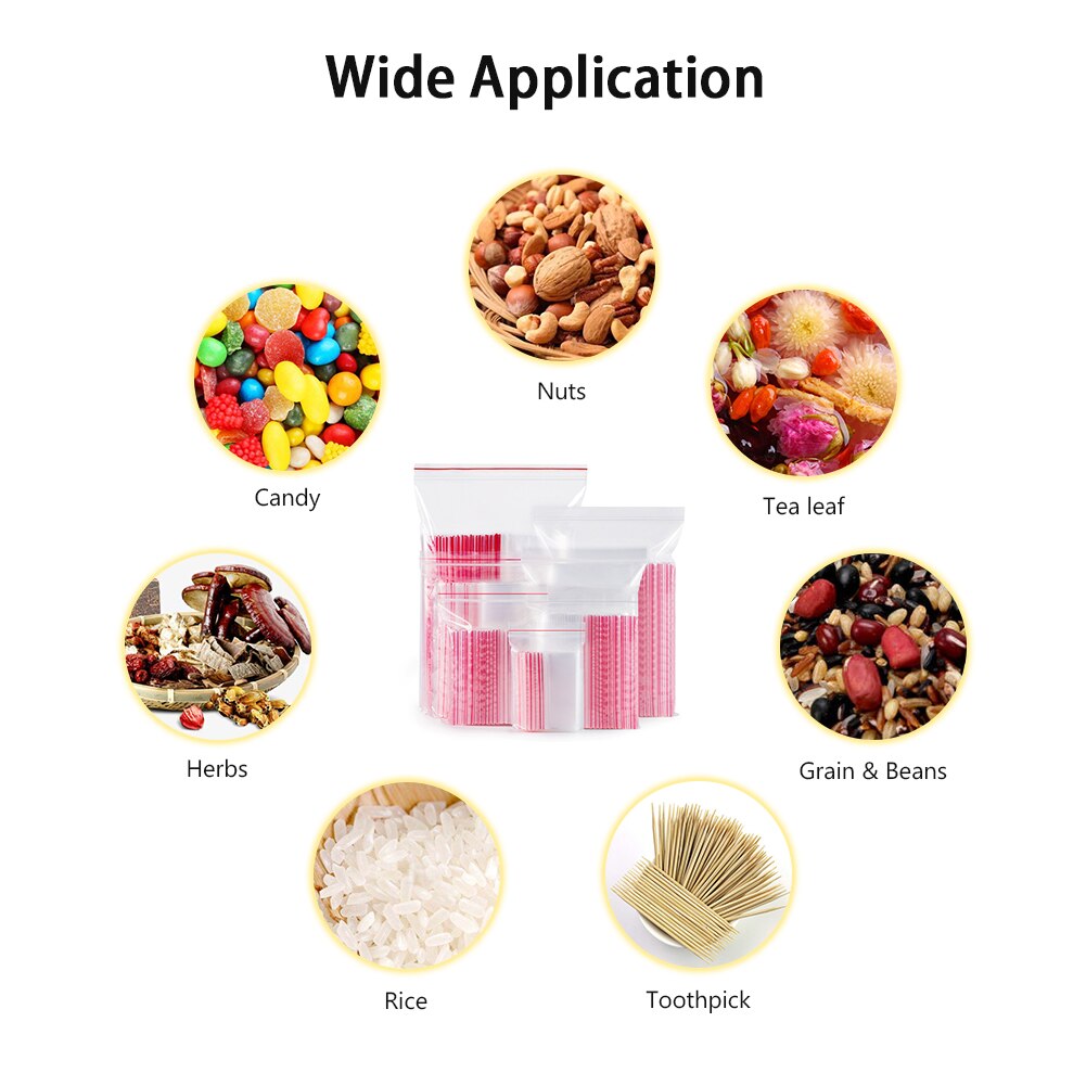 100Pcs/Lot Clear Stand Up Pouch Plastic Zip Lock Bags Zipper Transparent Nut Fruit Snack Self Seal Food Storage Package Poly Bag