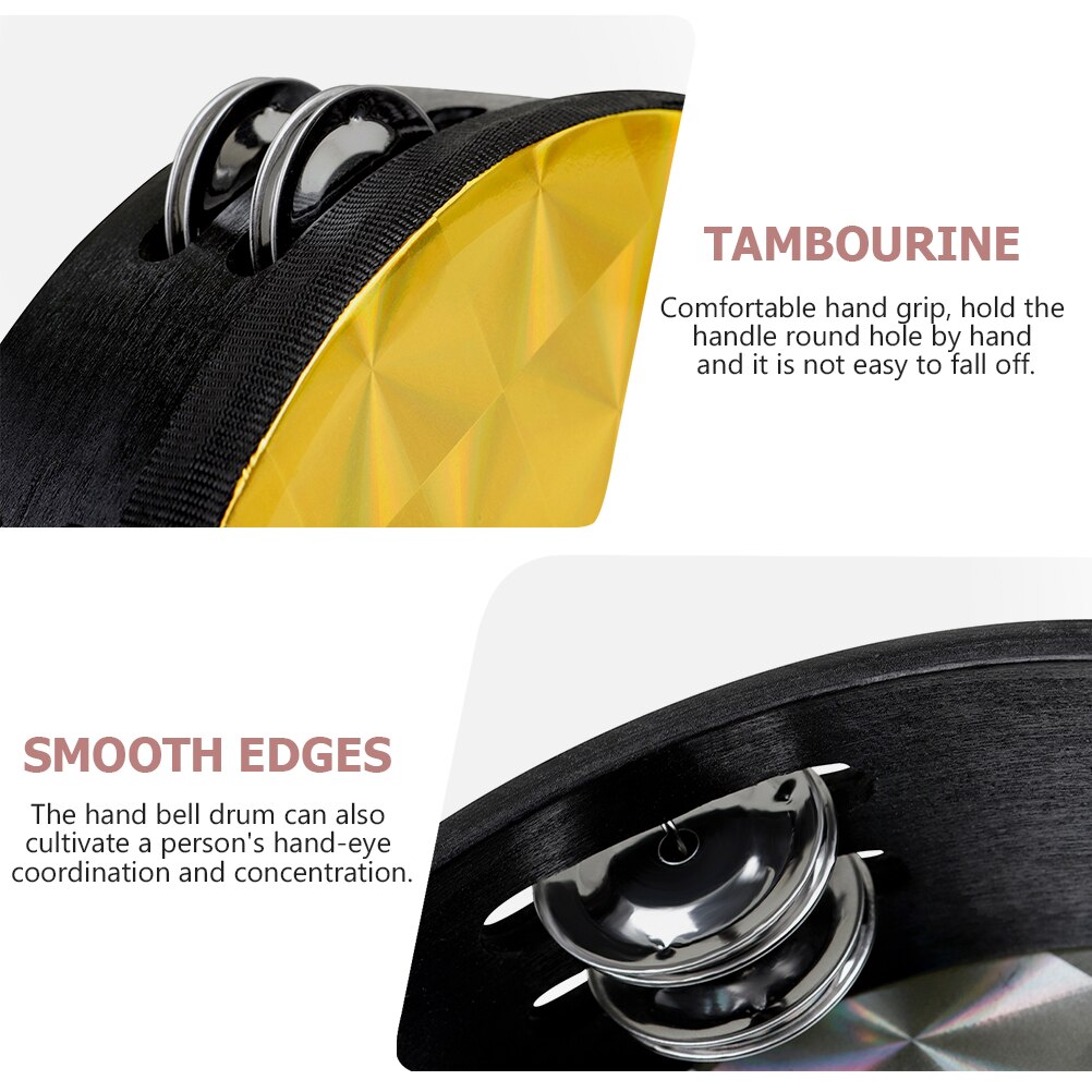 Bell Drum Percussion Hand Drum Percussion Instrument Hand Tambourine for Playing