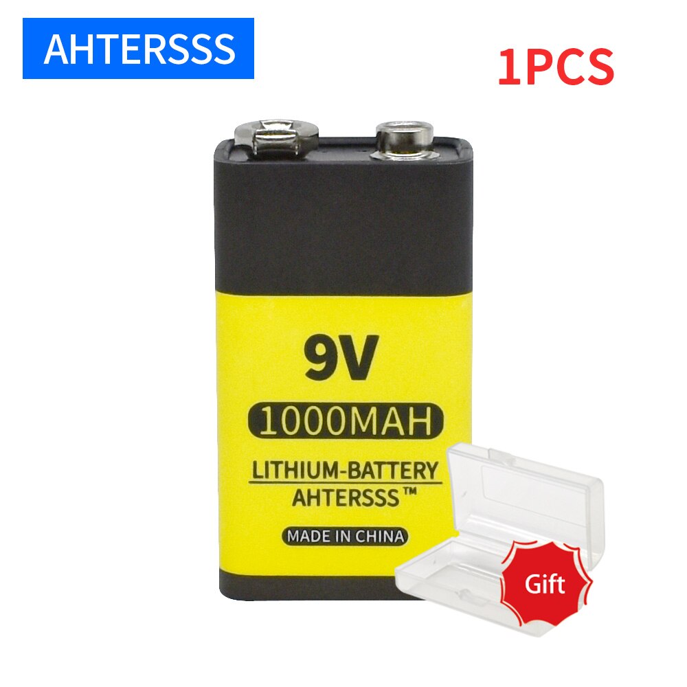 9V rechargeable battery usb 9V 6F22 li-ion battery 1000mah for Multimeter smoke alarm: 1PCS