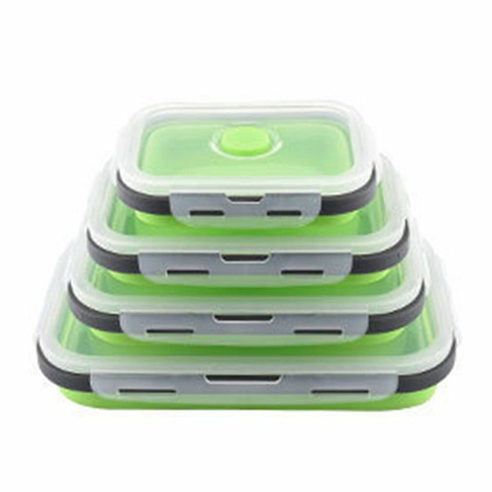 Lunch Box Silicone Folding Microwave Bento Box Outdoor Travel Picnic Lunch Box Folding Food Storage Container: Default Title