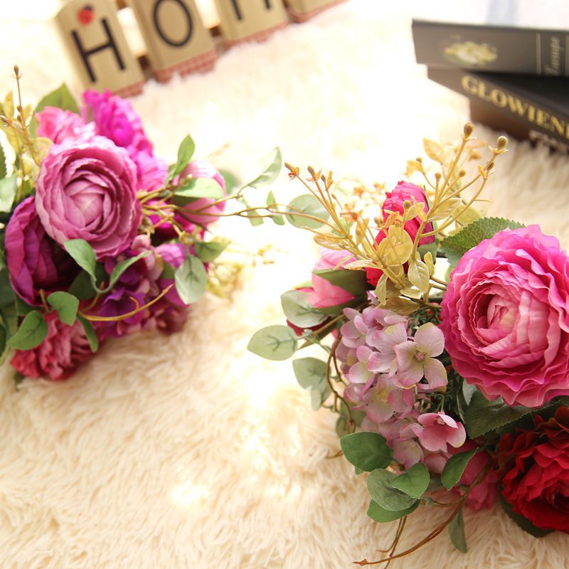 Lotus Ranunculus asiaticus Kunstbloemen Lulian Hortensia Bundel Nep Bloemen voor Thuis Bruiloft Auto Decoratie