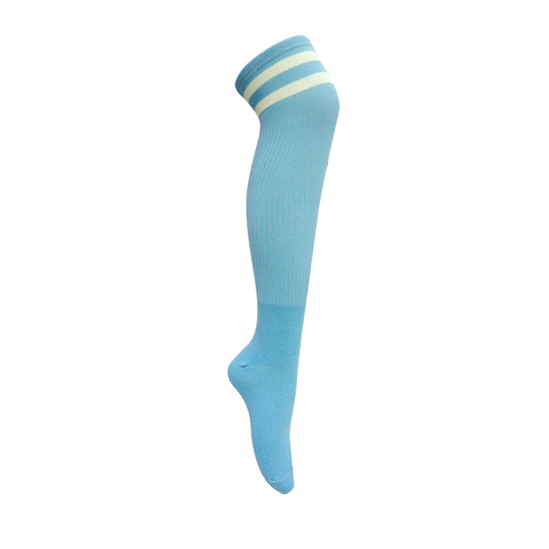 Professionelle Erwachsene kinder Lange Team fußball socken Über Knie-hohe Baumwolle gestreiften kinder Socken Männlich Weiblich Sport Fußball socken: light blue / kids size 26-36