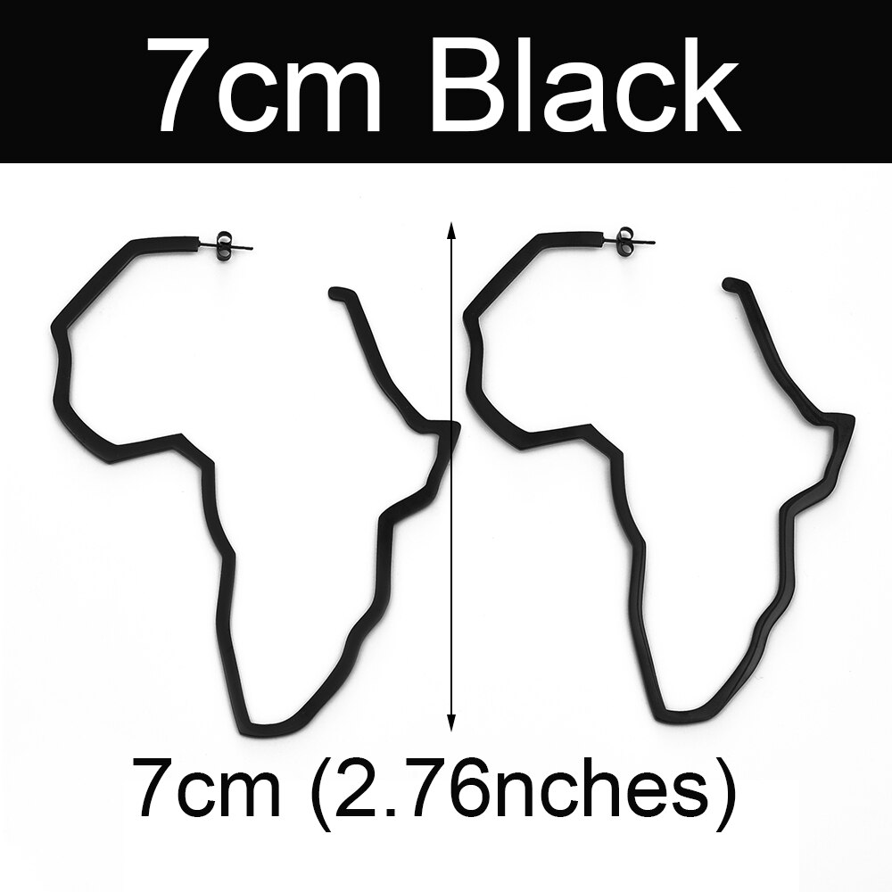 Anniyo Afrikaanse Kaart Grote Oorbellen Overdrijven Groter Oorbel Afrika Ornamenten Traditionele Etnische Hyperbole Christmas #103721: 7cm Black