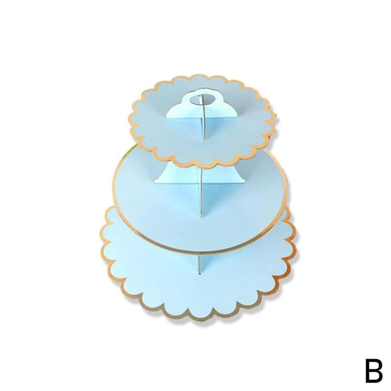 Support de gâteau en carton pour cupcake, objet décoratif à trois étages pour soutenir votre pâtisserie, parfait pour un mariage, anniversaire, une fête prénatale et une soirée: Blue Phnom Penh