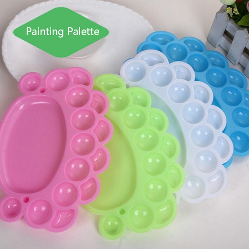 15 brønde fodaftryk form plastpalet kunst maling plastik tegnebakke farvepalet til olie akvarel hvid maleri palle