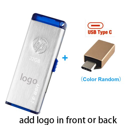 Originale HP X730W USB3.1 Ad Alta Velocità USB Flash Drive antiurto impermeabile 32GB 64GB 128GB 256GB 512GB Pen Drive per Tablet phone: 128GB / Type-c n logo