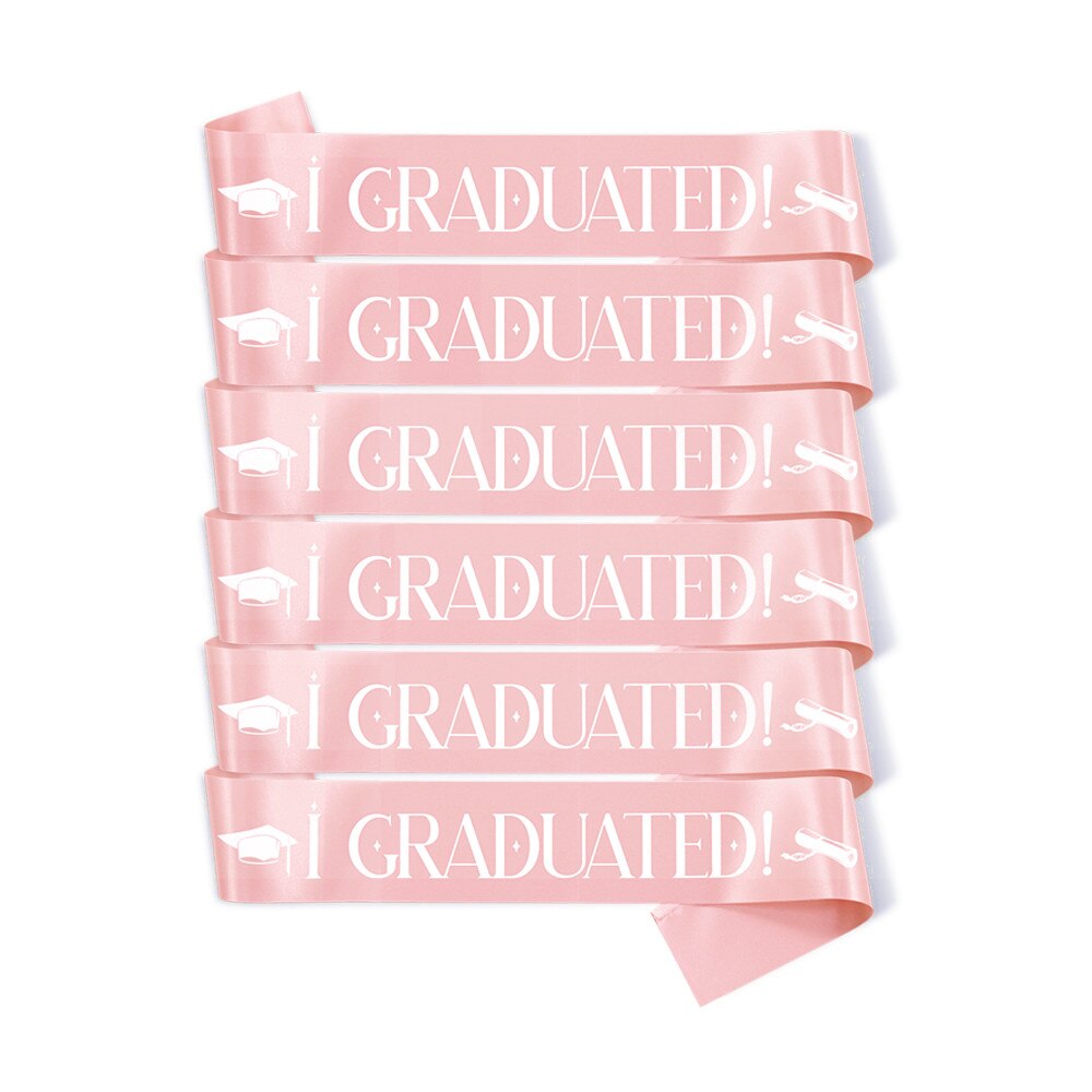 Set of 6 PCS Graduation Sashes I Graduated Sash Graduate Sash Graduation Party Decoration Photo Booth Props: Rose Gold (A)