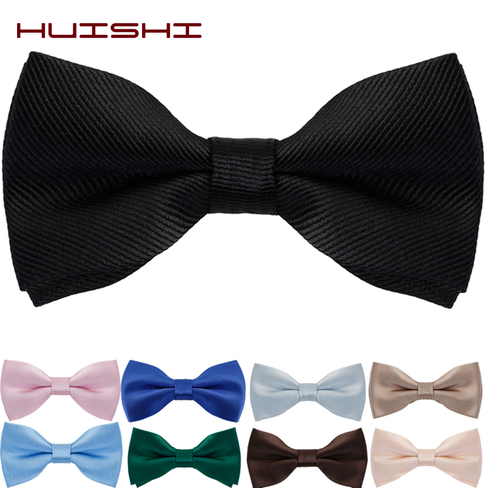 HUISHI Papillon per uomo Striscia solida Nero Perla Bianco Papillon Elegante uomo Bussiness Accessori per feste di nozze Fiocco a farfalla