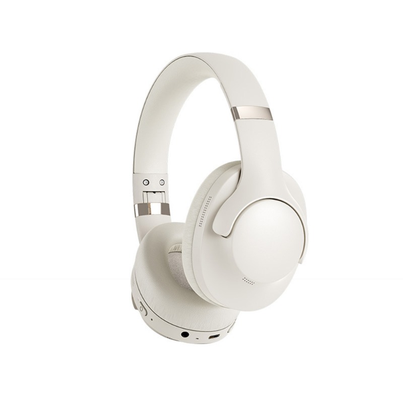 2025 novos fones de ouvido Bluetooth sem fio montados na cabeça com alta qualidade de som e fones de ouvido estéreo de redução de ruído ativo: Branco