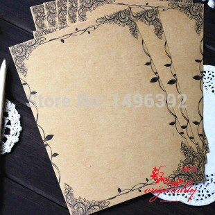 (6 lots/pack) Vintage Schrijven Papier Bloem en Blad Kraft Brief Papier Europa Stijl Schrijven Papier Briefpapier Brief Papier