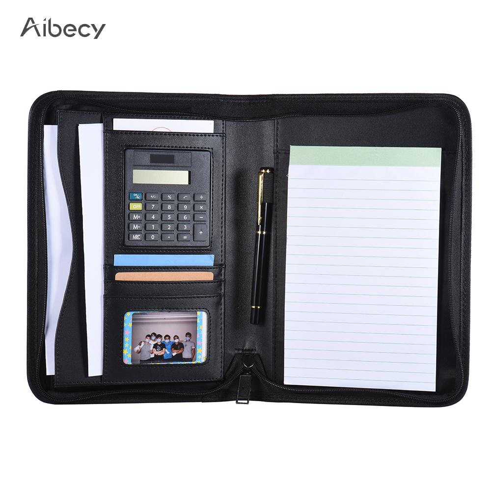 Padfolio PU Leather A5 Portable Business Portfolio Padfolio Folder Document Case Organizer Portafolios with Calculator Holder