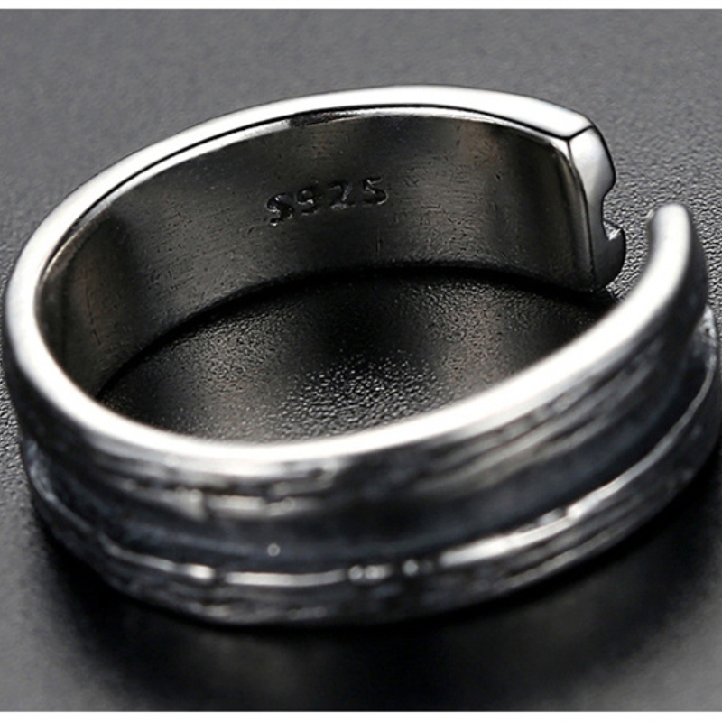 Nuovo arrivo anello in argento 925 formato aperto retrò gioielli da uomo personalità multi linee design maschile accessori per dita indice