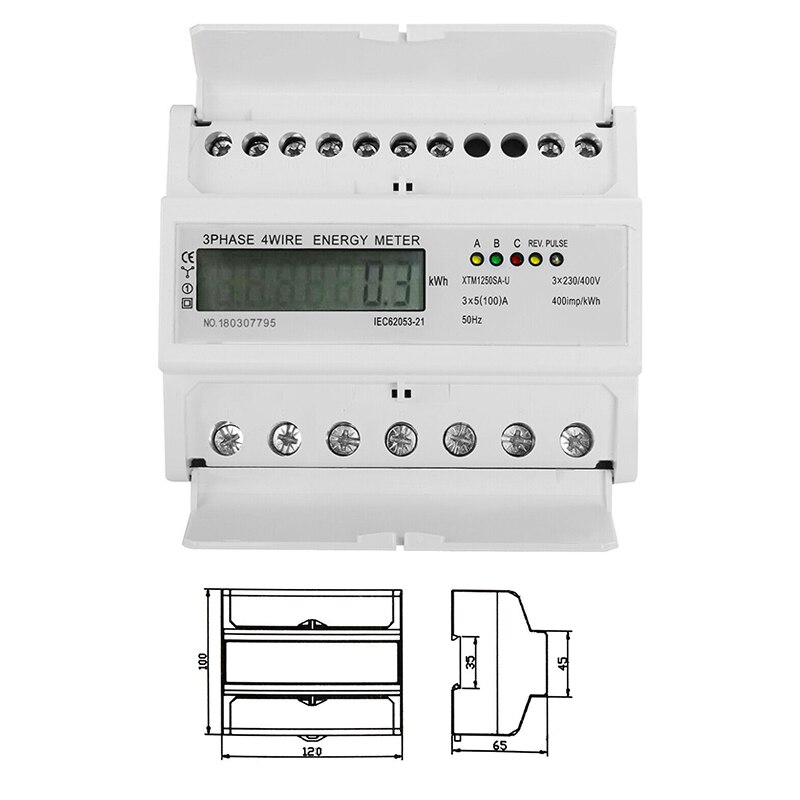 3 Phase Electric LCD Digital Energy Meter For DIN Rail Power Meter 4 Wire Power Consumption Wattmeter With Operating Instruction